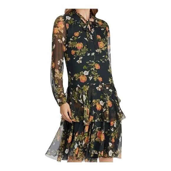 Lauren‎ Ralph Lauren Women's Green Floral Georgette Dress - Size 12 - Picture 1 of 4
